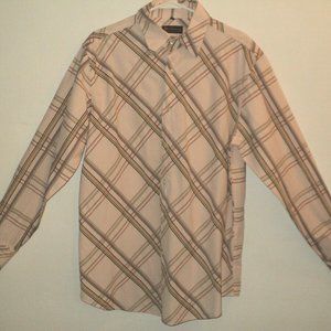 Ben Sherman Shirt Men's L Tan Plaid Long Sleeves